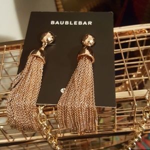 Baublebar Rose Gold Chain Link Tassel Earrings
